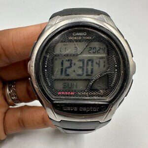 3/$30 Casio Wave Ceptor WV58A Watch Men 43MM Digital WR50M Black Grey